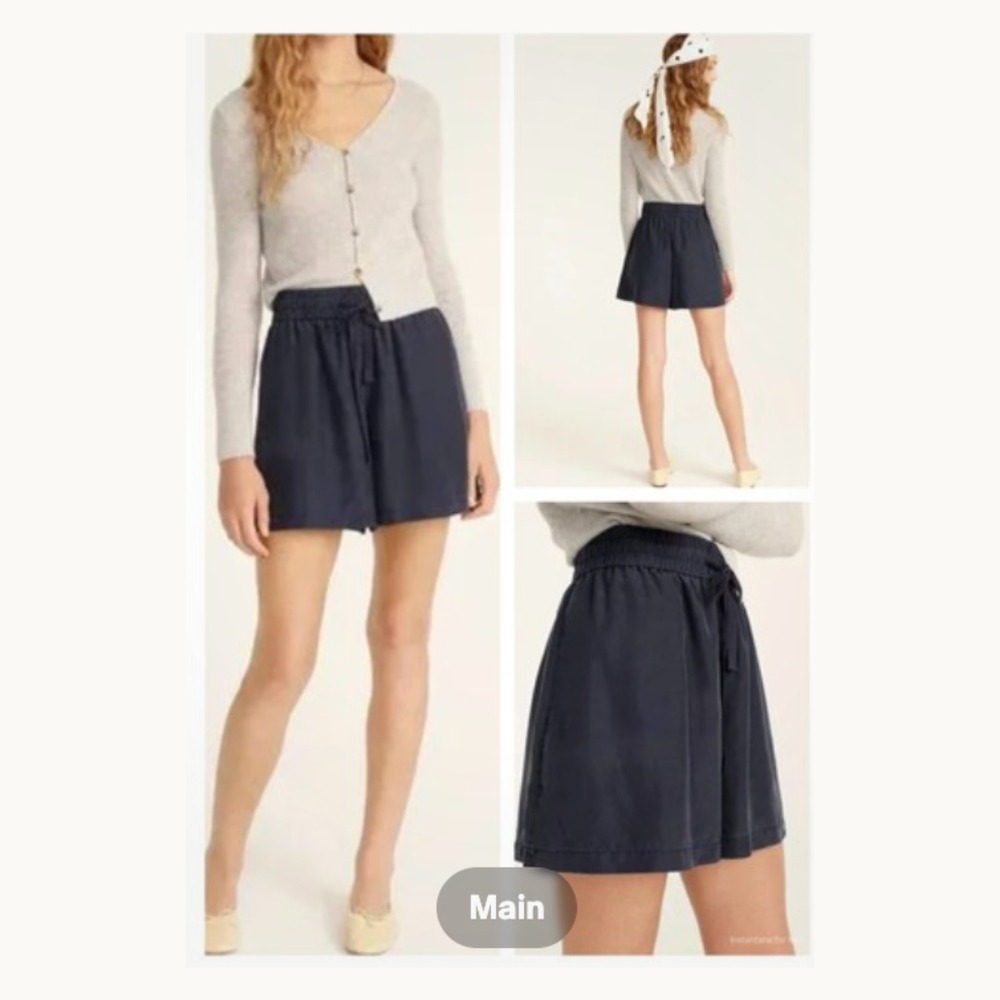 J. Crew Women's Shorts Size XS Navy Blue Pull On Mercantile 100% Sandwashed Silk